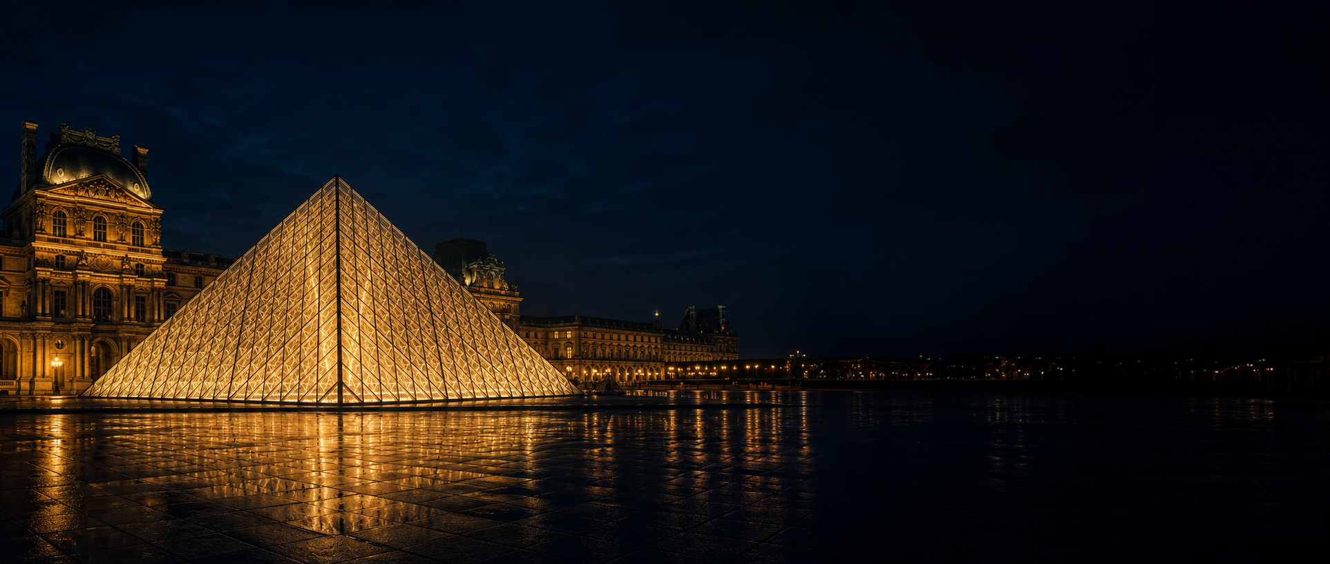 Pyramide du Louvre illuminée de nuit